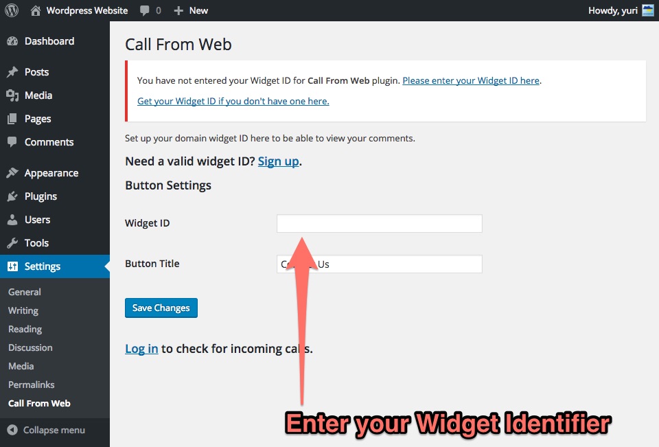 Enter Widget ID